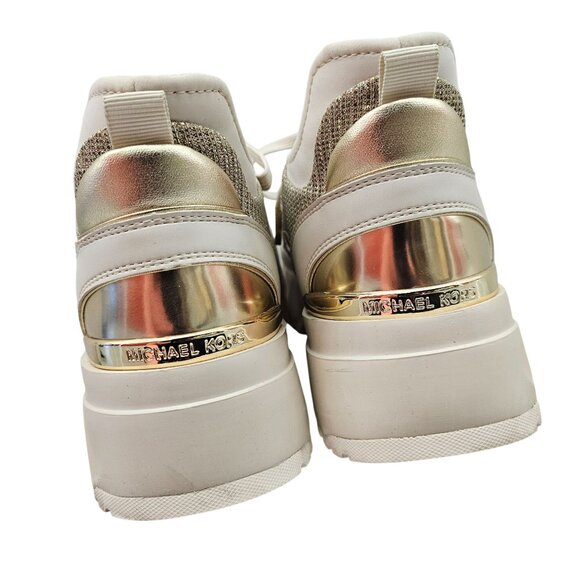 Michael Kors Womens Muse Glitter Gold Mesh Trainer Sneakers 10M - Picture 6 of 14